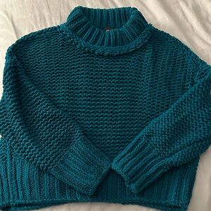 Free People Deep Teal Cowl Neck Sweater; My Only Sunshine Sweater Teal